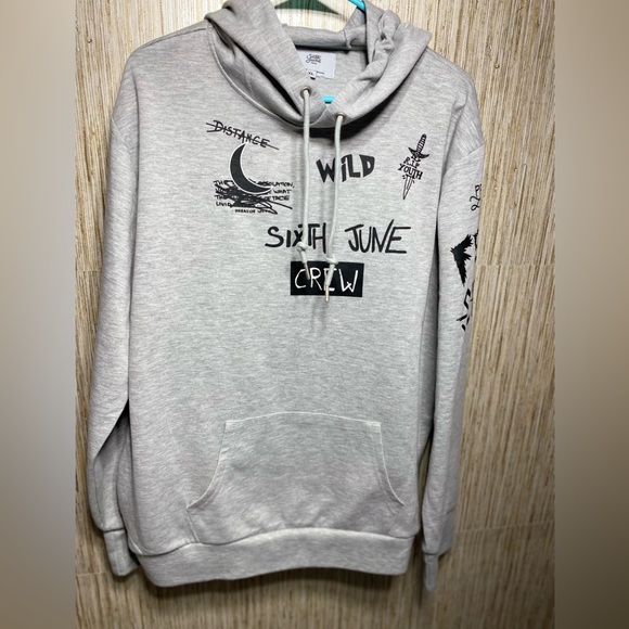 Sixth June CREW LOVE hoodie – Heather Grey XL tote 5 - Picture 5 of 14